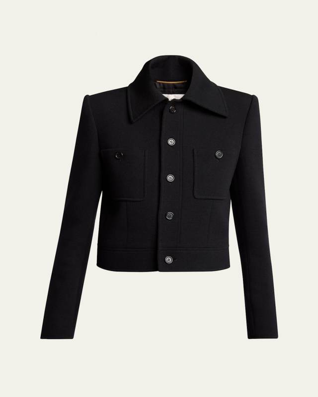 Collared Button Down Wool Jacket